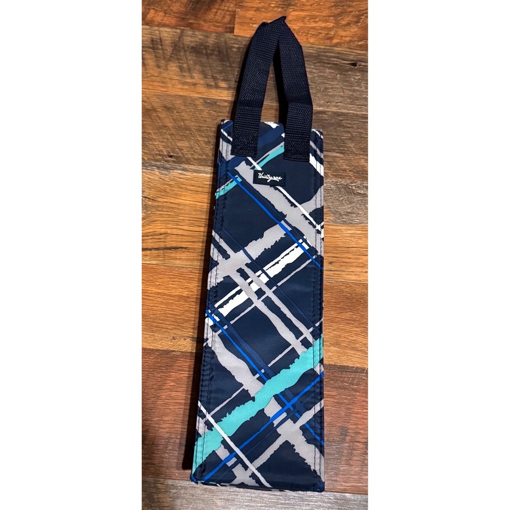 Thirty One Plaid Print‎ Wine Insulated Bag Navy Multicolor